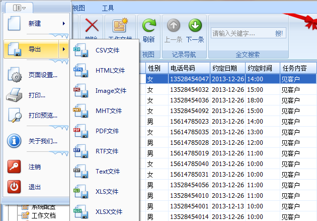 車險管理軟件的導出數據